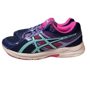 Asics Women's Sneakers - Navy, Pink, and Aqua